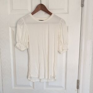 Tahari Cream Puff Sleeve Crewneck Top